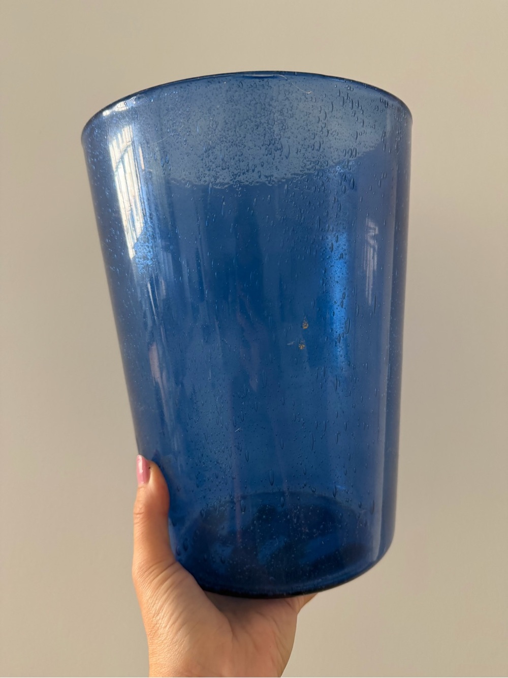 NWT Pottery Barn Blue Bubble Glass Vase with Bubbled Texture for Pillar Candles
